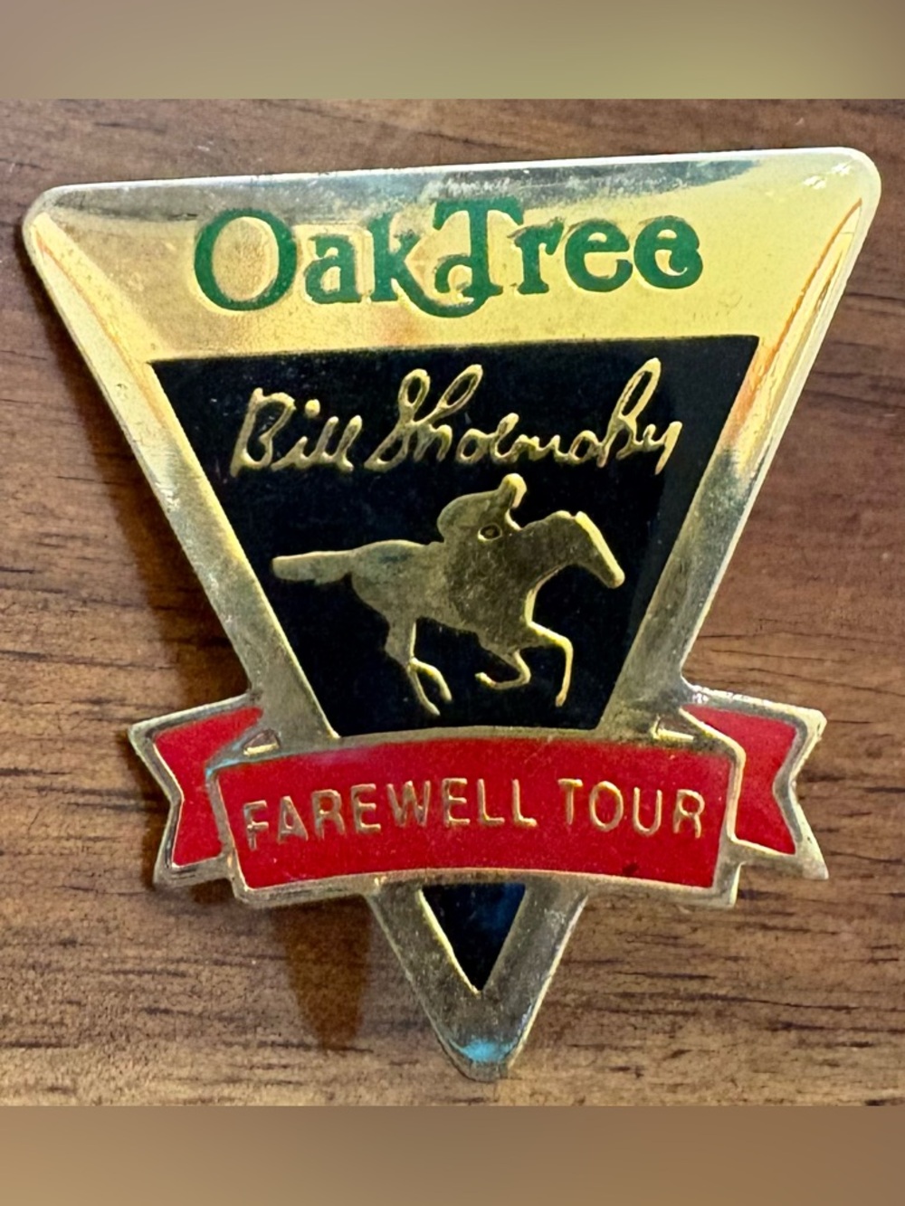Vintage 1989 Horse Racing Oak Tree Bill Shoemaker Farewell Tour Enamel Pin
